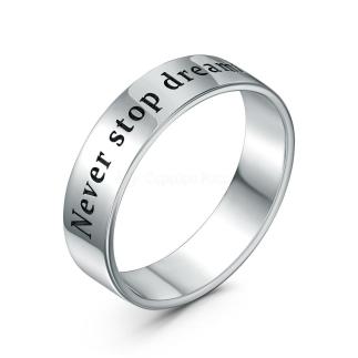 Кольцо из серебра родированное - Never stop dreaming (Не переставайте мечтать)