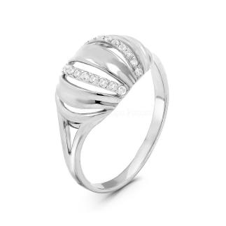 Кольцо из серебра с фианитами родированное