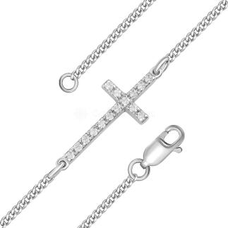 Браслет из серебра с фианитами родированный