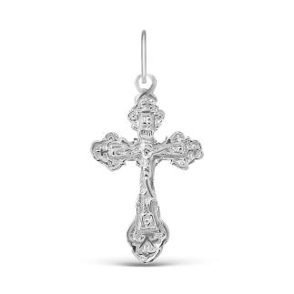 Крест из серебра родированный - 2,6 см
