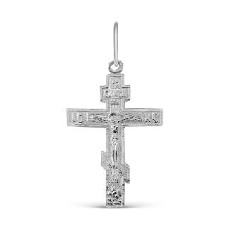 Крест из серебра родированный - 4.0 см