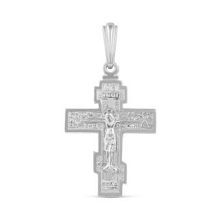 Крест из родированного серебра - 4,5 см