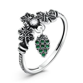 Серьги из чернёного серебра с фианитами - Спаси и сохрани