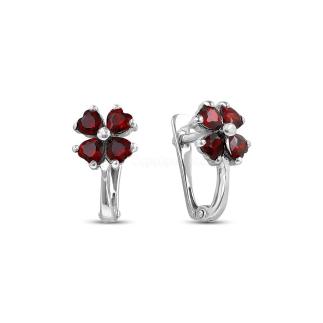 Серьги детские из серебра с фианитами родированные