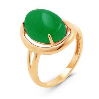 Кольцо из золочёного серебра с рек.зелёным агатом