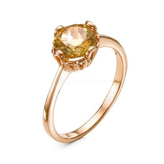 Кольцо из золочёного серебра с нат. цитрином