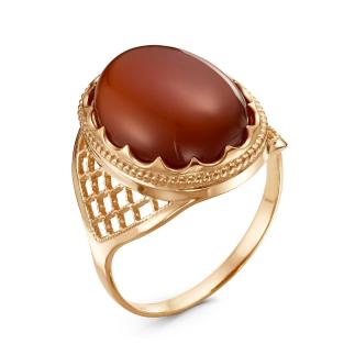 Кольцо из золочёного серебра с рек. сердоликом 