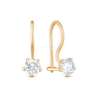 Серьги детские из золочёного серебра с фианитами