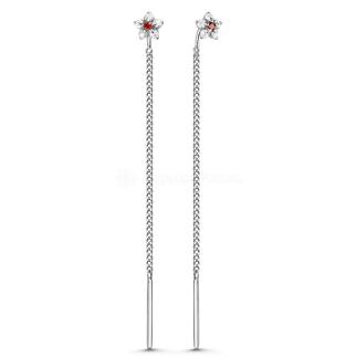 Серьги-продёвки из серебра с фианитами родированные