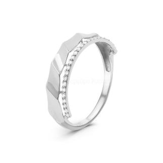 Кольцо из серебра с фианитами родированное