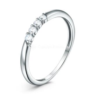 Кольцо из серебра с фианитами родированное