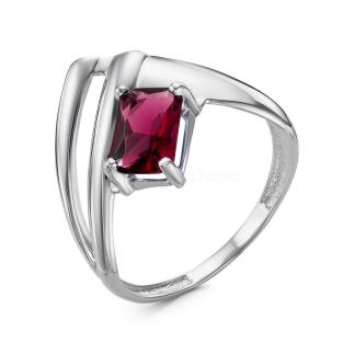 Кольцо из серебра с пл.кварцем цв.гранат родированное