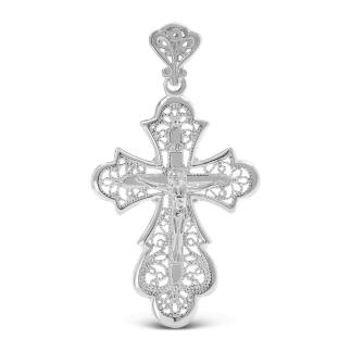 Крест из серебра родированный