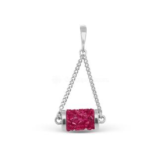 Подвеска из серебра с кристаллами Swarovski фуксия родированная