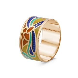 Кольцо из золочёного серебра с эмалью