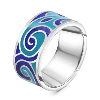 Кольцо из серебра с эмалью родированное