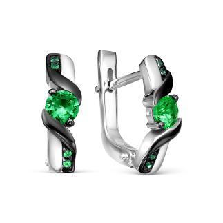 Серьги из серебра с фианитами родированные