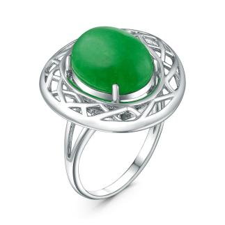 Кольцо из серебра с жадеитом родированное