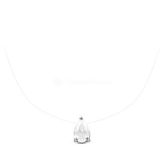 Колье из серебра с фианитом родированное (на леске)