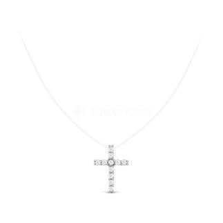 Колье из серебра с фианитом родированное (на леске)