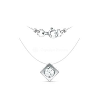 Колье из серебра с фианитом родированное (на леске)