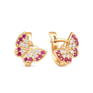 Серьги из золочёного серебра с фианитами