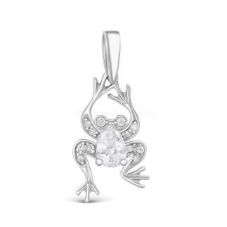 Подвеска из серебра с фианитами родированная - Лягушка