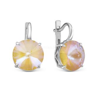 Серьги из серебра с кристаллами Swarovski Солнечный свет родированные