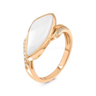 Кольцо из золочёного серебра с керамикой и куб.цирконием 