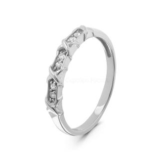 Кольцо из серебра с фианитами родированное