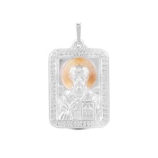 Подвеска-икона из родированного серебра с золочением - св.Николай