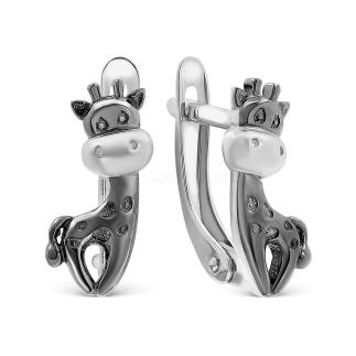 Серьги детские из серебра родированные