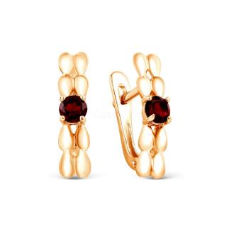 Серьги из золочёного серебра с нат.гранатом