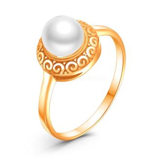 Кольцо из золочёного серебра с культивированным жемчугом