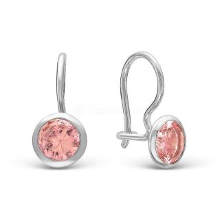 Серьги из серебра с фианитами родированные