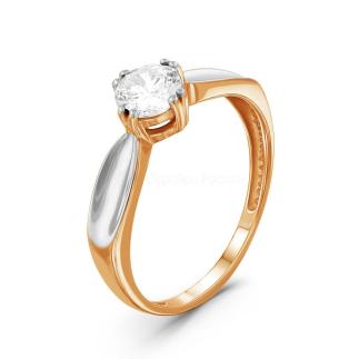 Кольцо из золочёного серебра с кристаллом Сваровски и родированием