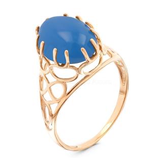 Кольцо из золочёного серебра с нат. синим агатом 