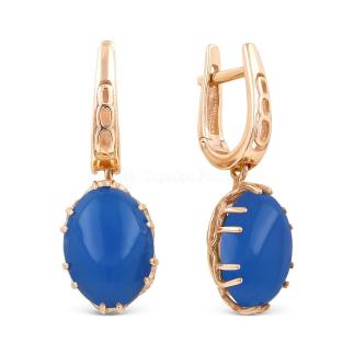 Серьги из золочёного серебра с нат. синим агатом