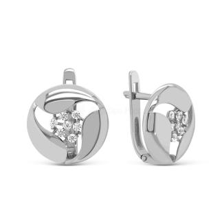 Серьги из серебра с фианитами родированные 