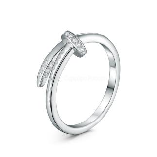 Кольцо неразъёмное из серебра с фианитами родированное - Гвоздь