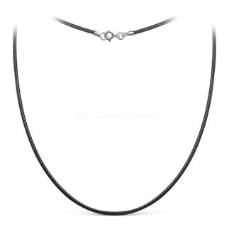 Шнурок текстильный (вощёный) с замком из родированного серебра