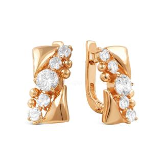 Серьги из золочёного серебра с фианитами