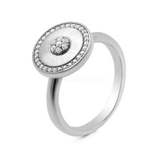 Кольцо из серебра с куб.цирконием родированное 