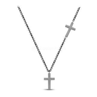 Колье кресты из серебра родированное
