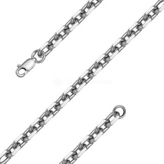 Браслет из серебра родированный с алмазной огранкой - Якорь, 21 см