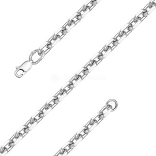 Браслет из серебра родированный с алмазной огранкой - Якорь, 22 см