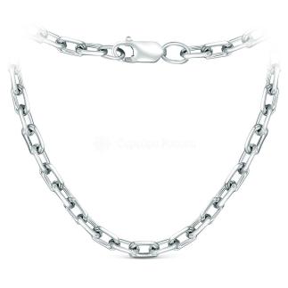 Цепь из серебра родированная с алмазной огранкой - Якорная, 55 см