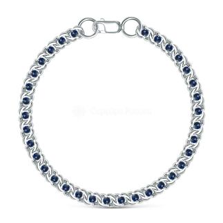 Браслет из серебра с синими фианитами родированный - Бисмарк