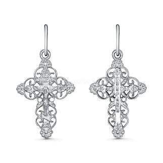 Крест из серебра родированный - 2,9 см