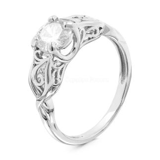 Кольцо из серебра с фианитом родированное